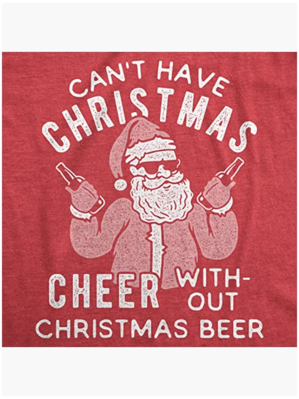 Cotton Blend Funny Christmas Beer Santa T-Shirt Regular Fit - Picture 4 of 7